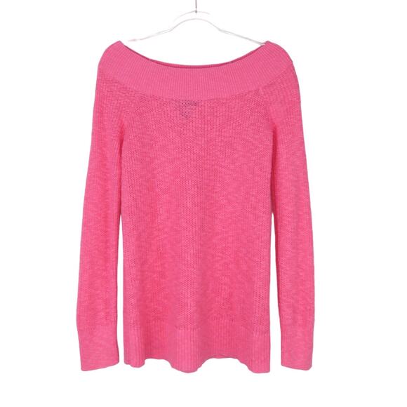 Gap Pink Wide Neck Sweater Bubblegum Pink Barbie Core Knit Sweater Small - Picture 1 of 5